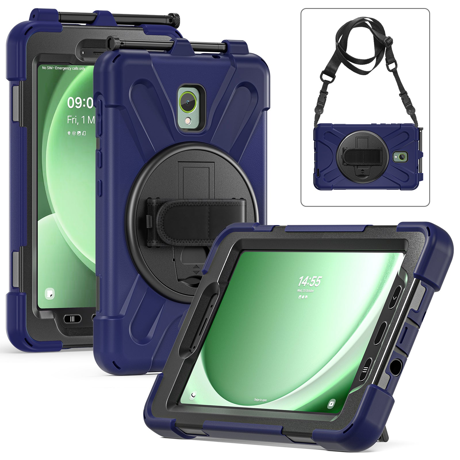 For Samsung Galaxy Tab Active 3 T570 / Tab Active5 X306B Case PC+Silicone Protective Cover with Shoulder Strap For Samsung Galaxy Tab Active 3 T570 / Tab Active5 X306B Case PC+Silicone Protective Cover with Shoulder Strap
